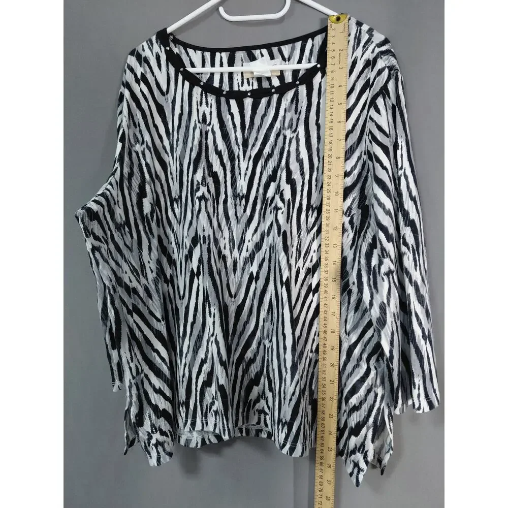 Alfred Dunner Polyester Blend Black Graphic Lightweight Top Women Size 2X